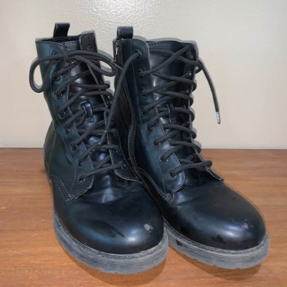 Black Lace-Up Combat Boots 9